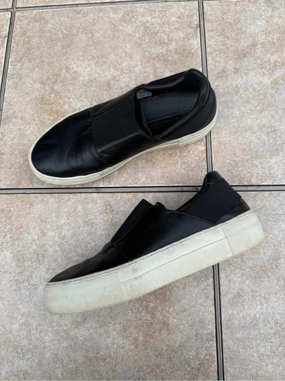 Helmut Lang black leather slip-on sneakers